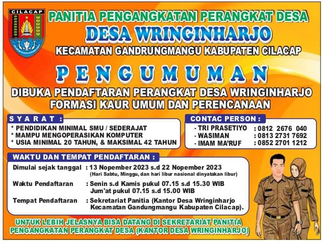 PENGANGKATAN PERANGKAT DESA WRINGINHARJO PADA JABATAN KAUR UMUM DAN PERENCANAAN DIBUKA